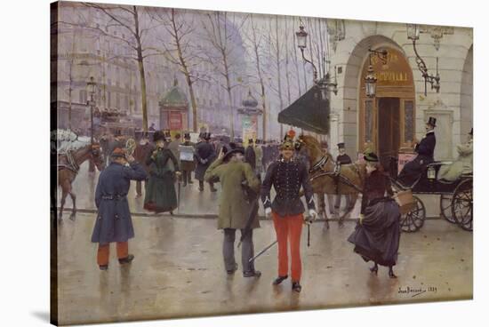 The Boulevard des Capucines and the Vaudeville Theatre, 1889-Jean Béraud-Stretched Canvas