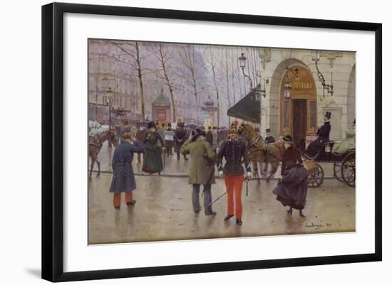 The Boulevard des Capucines and the Vaudeville Theatre, 1889-Jean Béraud-Framed Giclee Print