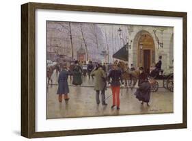 The Boulevard des Capucines and the Vaudeville Theatre, 1889-Jean Béraud-Framed Giclee Print
