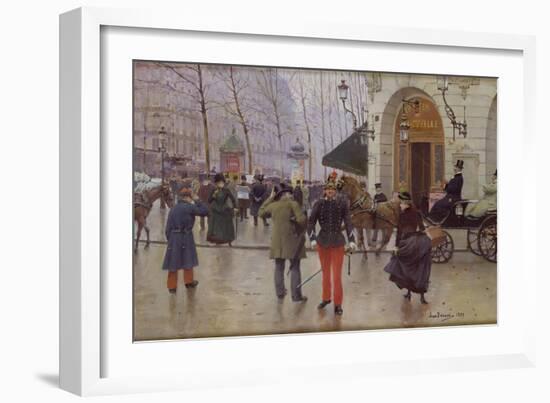 The Boulevard des Capucines and the Vaudeville Theatre, 1889-Jean Béraud-Framed Giclee Print