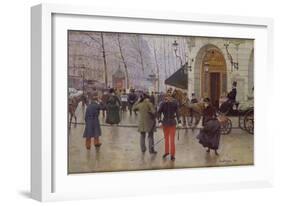 The Boulevard des Capucines and the Vaudeville Theatre, 1889-Jean Béraud-Framed Giclee Print