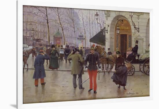 The Boulevard des Capucines and the Vaudeville Theatre, 1889-Jean Béraud-Framed Giclee Print