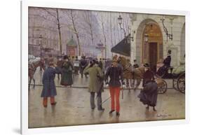 The Boulevard des Capucines and the Vaudeville Theatre, 1889-Jean Béraud-Framed Giclee Print