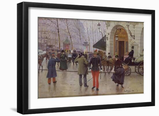 The Boulevard des Capucines and the Vaudeville Theatre, 1889-Jean Béraud-Framed Premium Giclee Print