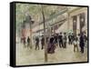 The Boulevard Montmartre and the Variety Theatre, circa 1886-Jean Béraud-Framed Stretched Canvas