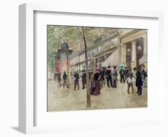 The Boulevard Montmartre and the Variety Theatre, circa 1886-Jean Béraud-Framed Giclee Print