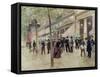 The Boulevard Montmartre and the Variety Theatre, circa 1886-Jean Béraud-Framed Stretched Canvas