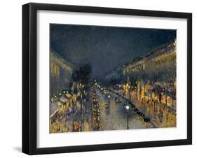 The Boulevard Montmartre at Night, 1897-Camille Pissarro-Framed Giclee Print