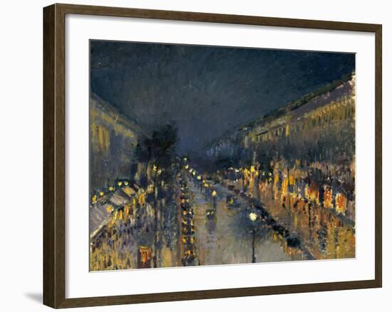 The Boulevard Montmartre at Night, 1897-Camille Pissarro-Framed Giclee Print