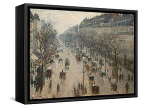 The Boulevard Montmartre on a Winter Morning-Camille Pissarro-Framed Stretched Canvas