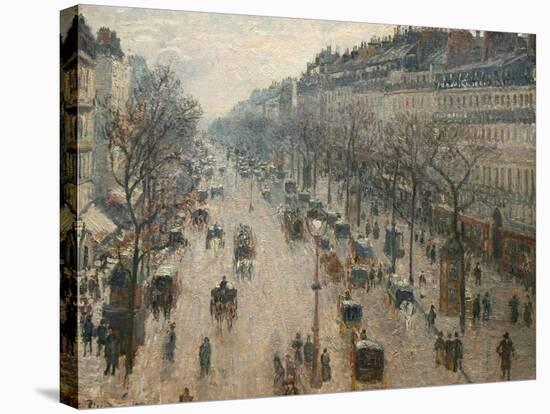 The Boulevard Montmartre on a Winter Morning-Camille Pissarro-Stretched Canvas