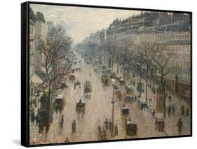 The Boulevard Montmartre on a Winter Morning-Camille Pissarro-Framed Stretched Canvas