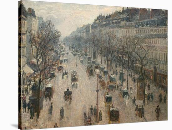 The Boulevard Montmartre on a Winter Morning-Camille Pissarro-Stretched Canvas