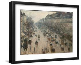 The Boulevard Montmartre on a Winter Morning-Camille Pissarro-Framed Premium Photographic Print