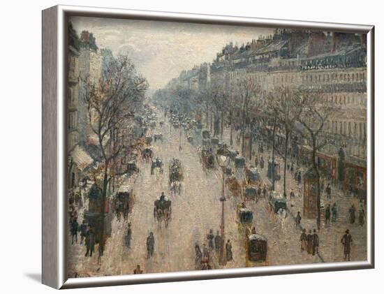 The Boulevard Montmartre on a Winter Morning-Camille Pissarro-Framed Photographic Print