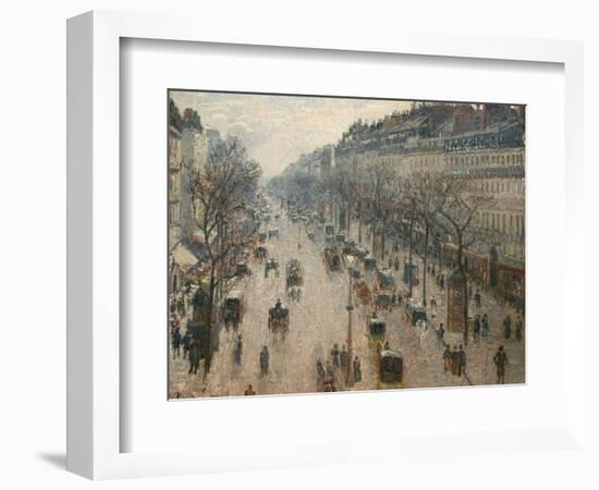 The Boulevard Montmartre on a Winter Morning-Camille Pissarro-Framed Photographic Print