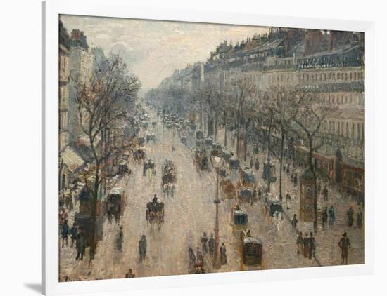 The Boulevard Montmartre on a Winter Morning-Camille Pissarro-Framed Photographic Print