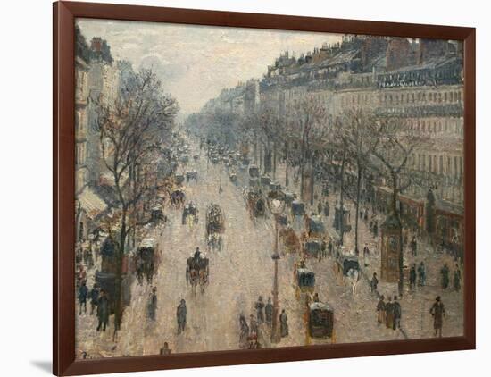 The Boulevard Montmartre on a Winter Morning-Camille Pissarro-Framed Photographic Print