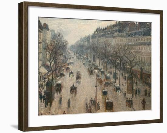 The Boulevard Montmartre on a Winter Morning-Camille Pissarro-Framed Photographic Print