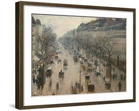 The Boulevard Montmartre on a Winter Morning-Camille Pissarro-Framed Photographic Print