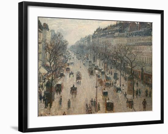 The Boulevard Montmartre on a Winter Morning-Camille Pissarro-Framed Photographic Print