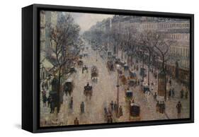The Boulevard Montmartre on a Winter Morning-Camille Pissarro-Framed Stretched Canvas