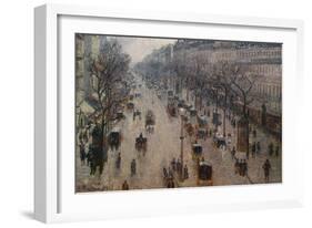 The Boulevard Montmartre on a Winter Morning-Camille Pissarro-Framed Art Print
