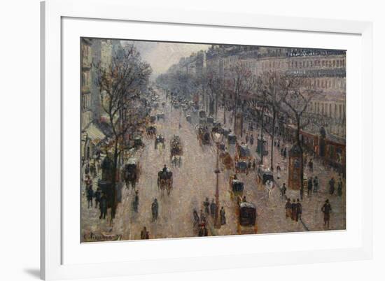 The Boulevard Montmartre on a Winter Morning-Camille Pissarro-Framed Art Print