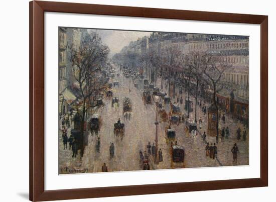 The Boulevard Montmartre on a Winter Morning-Camille Pissarro-Framed Art Print