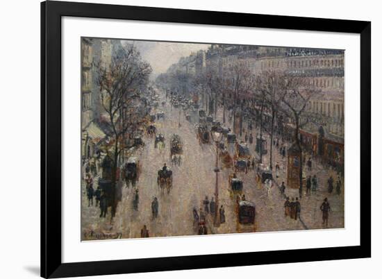 The Boulevard Montmartre on a Winter Morning-Camille Pissarro-Framed Art Print