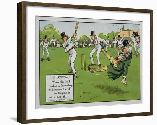 The Boundary, Illustration from Laws of Cricket, Published 1910-Charles Crombie-Framed Giclee Print