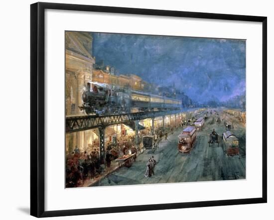 The Bowery at Night, 1895-William Louis Junior Sonntag-Framed Giclee Print