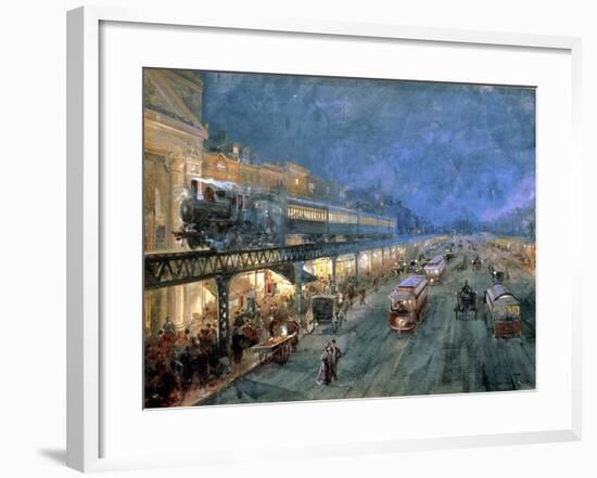 The Bowery at Night, 1895-William Louis Junior Sonntag-Framed Giclee Print