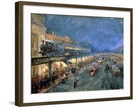 The Bowery at Night, 1895-William Louis Junior Sonntag-Framed Giclee Print