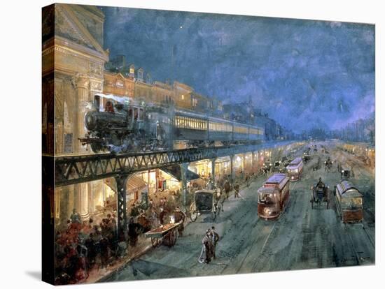 The Bowery at Night, 1895-William Louis Junior Sonntag-Stretched Canvas