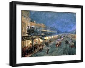 The Bowery at Night, 1895-William Louis Junior Sonntag-Framed Giclee Print