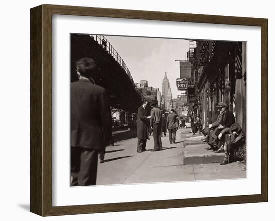 The Bowery, Noted as a Home for New York's Alcoholics, Prostitutes and the Homeless 1940s-null-Framed Premium Photographic Print