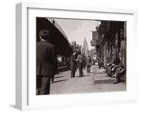 The Bowery, Noted as a Home for New York's Alcoholics, Prostitutes and the Homeless 1940s-null-Framed Premium Photographic Print