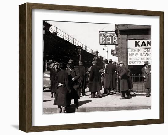 The Bowery, Noted as a Home for New York's Alcoholics, Prostitutes and the Homeless 1940s-null-Framed Premium Photographic Print