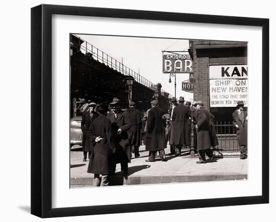 The Bowery, Noted as a Home for New York's Alcoholics, Prostitutes and the Homeless 1940s-null-Framed Premium Photographic Print