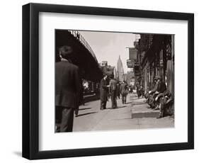 The Bowery, Noted as a Home for New York's Alcoholics, Prostitutes and the Homeless 1940s-null-Framed Photographic Print