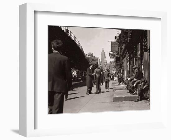 The Bowery, Noted as a Home for New York's Alcoholics, Prostitutes and the Homeless 1940s-null-Framed Photographic Print