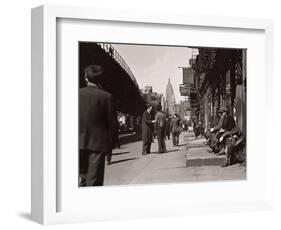 The Bowery, Noted as a Home for New York's Alcoholics, Prostitutes and the Homeless 1940s-null-Framed Photographic Print