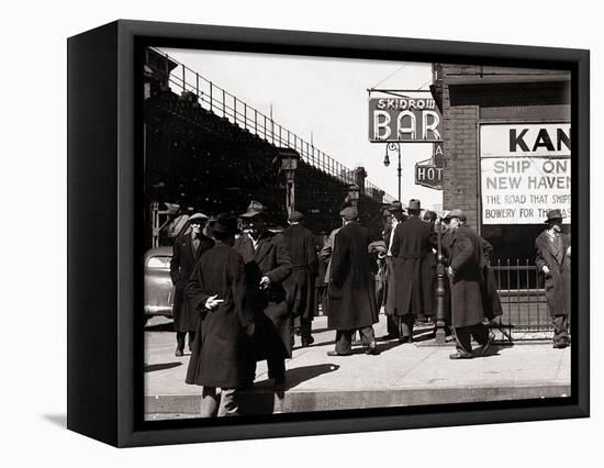 The Bowery, Noted as a Home for New York's Alcoholics, Prostitutes and the Homeless 1940s-null-Framed Stretched Canvas