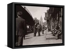 The Bowery, Noted as a Home for New York's Alcoholics, Prostitutes and the Homeless 1940s-null-Framed Stretched Canvas