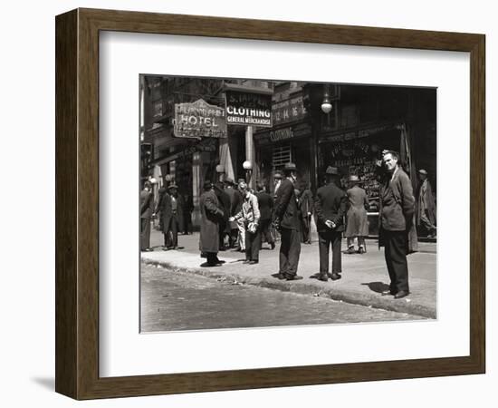 The Bowery, Noted as a Home for New York's Alcoholics, Prostitutes and the Homeless 1940s-null-Framed Photographic Print