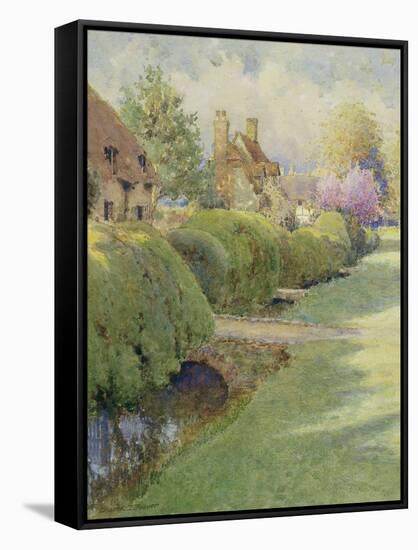 The Box Hedge, Warborough, Oxon-Charles Edwin Flower-Framed Stretched Canvas