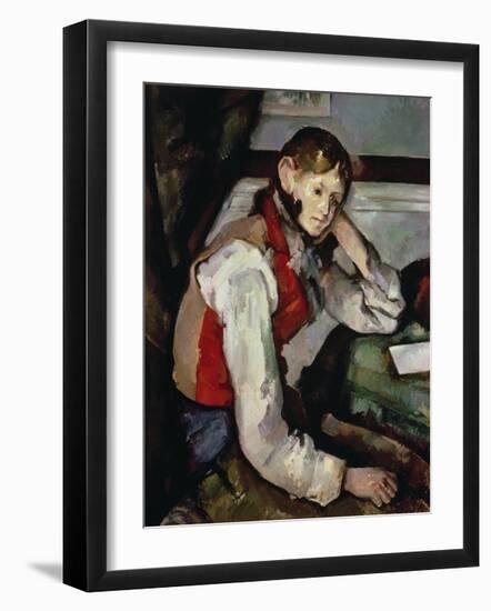 The Boy in the Red Waistcoat-Paul Cézanne-Framed Premium Giclee Print