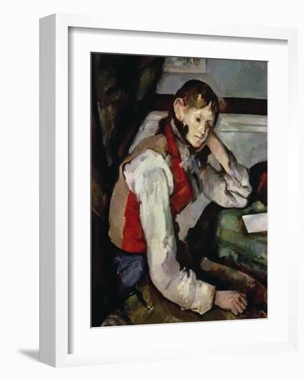 The Boy in the Red Waistcoat-Paul Cézanne-Framed Premium Giclee Print