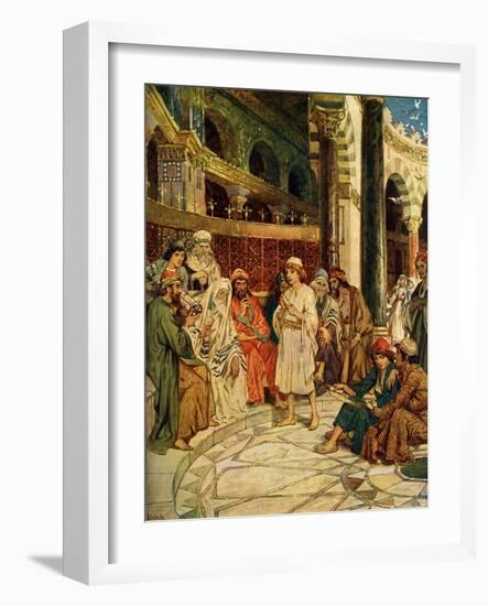 The boy Jesus at the temple - Bible-William Brassey Hole-Framed Giclee Print